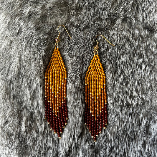 orange fringe earrings
